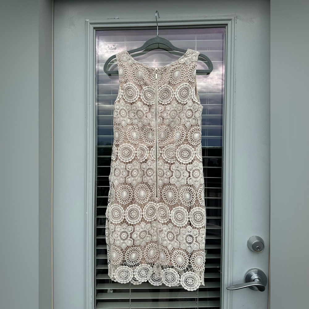 Eliza J Lace Sleeveless Shift Dress Size 6 Crochet Scalloped Hem Bohemian - Picture 3 of 9